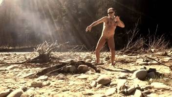nudist dancer at the campfire